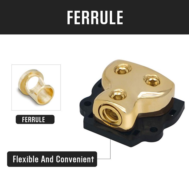 LEIGESAUDIO 0/2/4 Gauge in 0/2/4 Gauge Out Copper Amp Power Distribution Block for Car Audio Splitter (2WAY) - Image 4